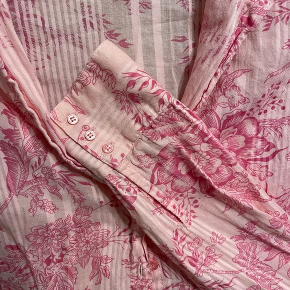 Pink Floral Button Down Blouse - Picture 6 of 7